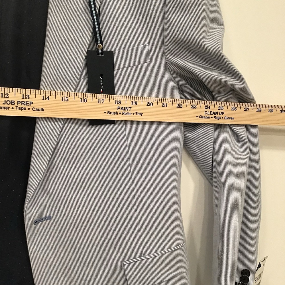 Tommy Hilfiger Mens Blazer Sports Coat Sear Sucker Blue Striped L44 Nautical - Picture 11 of 16